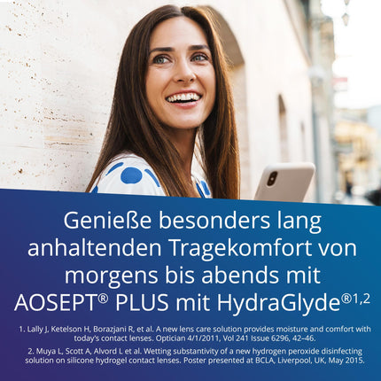 Aosept Plus ar Hydraglyde kontaktlēcu šķīdumu, lielapjoma iepakojums, 2 x 360 ml