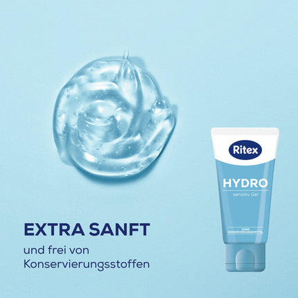 Ritex HYDRO Gel, jutīgai ādai paredzēts lubrikants, bez konservantiem, uz ūdens bāzes, 100 ml, ražots Vācijā