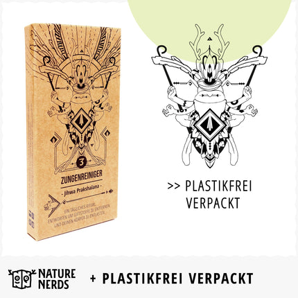 Nature Nerds - Vara mēles tīrītājs (3 gab.) - Jihwa Prakshalana - Ajūrvēdas detoksikācijas rituāls ar mēles skrāpi - mutes dobuma higiēna bez plastmasas