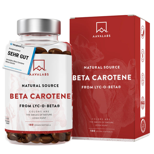 Beta karotīna kapsulas ar augstu devu iedegumam 25000 SV A vitamīna ar augstu devu - Beta karotīna iedeguma kapsulas ar Lyc-O-Beta un Extra Virgin olīveļļu starojošai sejas ādai - 180 mīkstās kapsulas