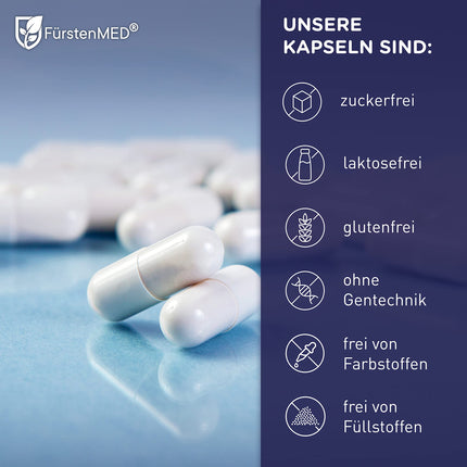 FürstenMED® glikozamīna hondroitīna MSM augsta deva + C vitamīns, 180 kapsulas kā 4 komponentu komplekss ar glikozamīnu, laboratoriski pārbaudīts un bez nevēlamām piedevām