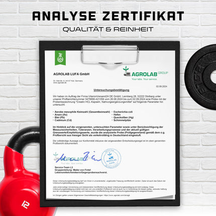 Kreatīna HCL - 365 kapsulas - augsta deva ar 3000 mg - tīrs kreatīna hidrohlorīds - augsta absorbcija - augsta biopieejamība - vegāns