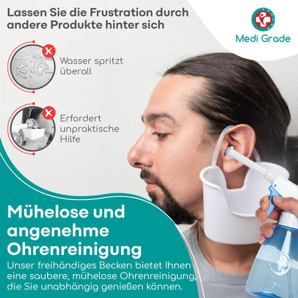 Vidējas klases ausu tīrīšanas līdzeklis - ausu sēra noņēmējs - drošs sūknis ausu sēra noņemšanai 300 ml - videi draudzīgs ausu tīrīšanas komplekts - uzlabo dzirdi