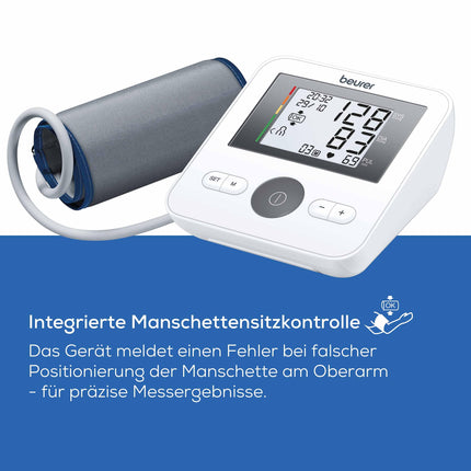 Beurer BM 27 augšdelma asinsspiediena mērītājs ar manžetes piemērotības kontroli, klīniski apstiprināts, augšdelma apkārtmēram 22-42 cm, riska indikators, aritmijas noteikšana, paziņojums par pielietošanas kļūdām