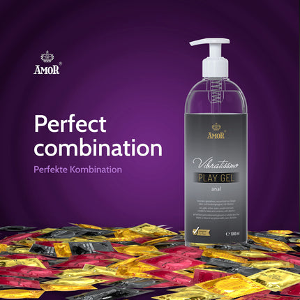 Vibratissimo Play anālais gels 1000 ml | Papildu lubrikants | Ūdens bāzes lubrikanti | Lubrikants gels, kas piemērots silikona rotaļlietām un lateksa prezervatīviem | Ūdens bāzes lubrikants
