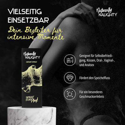 Naturally Naughty ingvera aerosols: sildoša, stimulējoša iedarbība intensīviem orgasmiem, dabīgas sastāvdaļas, ar ingveru un kazeņu ekstraktu, 30 ml