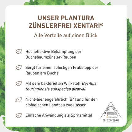 Plantura Xentari bez kāpuriem un kodēm līdzeklis pret bukskodes kodēm un kaitēkļu kāpuriem, ārkārtīgi efektīvs un bioloģisks aerosols, nekaitīgs bitēm, 8 x 2 g paciņas