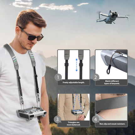 STARTRC siksna RC 2/RC/RC Pro kontrolierim, kakla siksna, pārnēsāšanas josta DJI Mini 4 Pro/Mini 3 Pro/Mavic 3/Mini 3/Air 3S drona tālvadības pults siksniņas piederumi