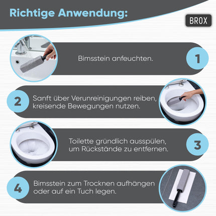 BROX® pumeka akmens tualetes 3 gabali – tualetes tīrīšanas līdzeklis grūti tīrāmiem urīna nosēdumiem un kaļķakmens nosēdumiem – pumeka akmens tualetes pods – tualetes akmens efektīvai tīrīšanai – tīrīšanas akmens – urīna akmeņu noņēmējs ar melnu rokturi