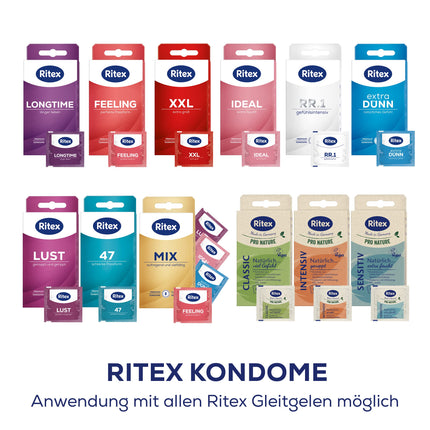 Ritex IDEAL prezervatīvi, īpaši mitrinoši, ar papildu lubrikantu, 10 gabali, ražoti Vācijā (1 iepakojums)
