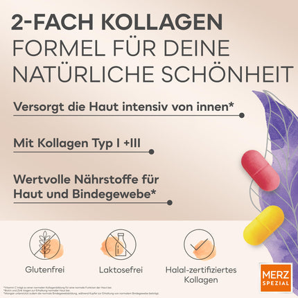 Merz Spezial Kollagen Active Duo Day &amp; Night – skaistuma kompleksa tabletes ar kolagēnu, C vitamīnu, cinku, mangānu + biotīnu – uztura bagātinātājs ar divkāršu formulu – 1 x 112 tabletes