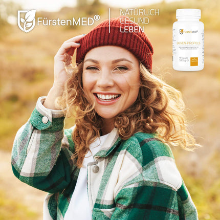 FürstenMED® 900 mg bišu propolisa kapsulas ar augstu devu - dabīgi flavonoīdi no bišu sveķiem ar C vitamīnu (no acerolas) - 90 veģetārās kapsulas - laboratoriski pārbaudītas