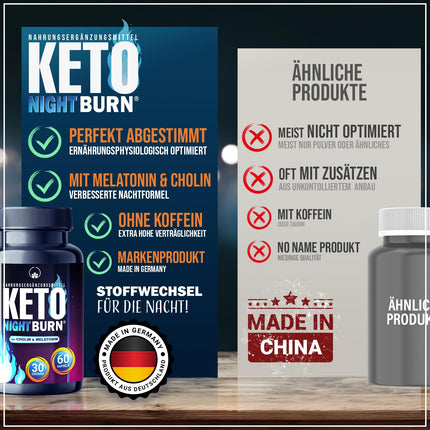 JAUNUMS: Saint Nutrition® KETO NIGHT BURN - Apetītes nomācējs ar melatonīnu 0,5 mg un holīnu naktij - Vielmaiņas formula ārkārtīgi ātrai un beidzot - uzlabota formula sievietēm un vīriešiem