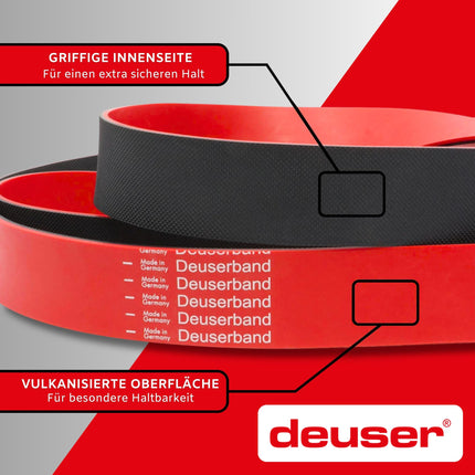 Deuserband Oriģinālā pretestības lente vingrošanai no dabīgā kaučuka, vegāna, neslīdoša, ražota Vācijā, fitnesa lentes spēka treniņiem, fitnesam, jogai