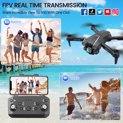 Mingfuxin salokāms drons ar kameru iesācējiem, RC kvadrokoptera drons ar lietotni WIFI FPV tiešraides video, augstuma noturēšana, bezgalvas režīms, vienas taustiņa pacelšanās un nosēšanās pieaugušajiem un bērniem