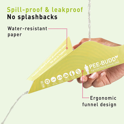 PEE BUDDY kartona pisuāra urinēšanas piltuve sievietēm, urinēšanai stāvus, urinēšanas palīglīdzeklis sievietēm, antibakteriāls, 10 urinēšanas piltuves sievietēm