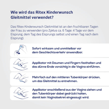 Ritex Kinderwunsch lubrikants – spermai draudzīgs lubrikants dabiskas apaugļošanās veicināšanai, 8 x 4 ml, optimizēta viskozitāte un pH vērtība – klīniski pārbaudīts, ražots Vācijā