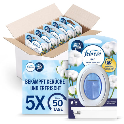 Febreze vannas istabas gaisa atsvaidzinātājs, nepārtraukta smakas kontrole un novēršana, tīrs svaigums, 5 iepakojumi