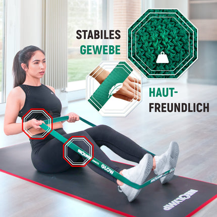 NEOLYMP fitnesa jostu komplekts no auduma - mazgājamas pretestības joslas, pretestības joslas, spēka treniņu komplekti, vingrošanas josla, ieskaitot e-grāmatu ar fitnesa joslu vingrinājumiem