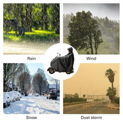 Bramble — universāls mobilitātes skrejriteņa pončo ar kapuci un skatlogu lietus aizsardzībai — lietus apmetnis e-skrejriteņiem un mobilitātes skrejriteņiem — laikapstākļiem izturīgs, stabils un izturīgs