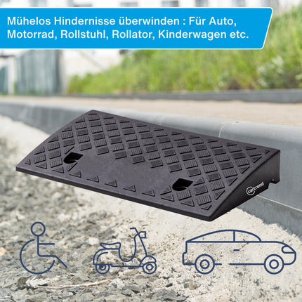 Cartrend apmales rampas, komplekts no 2, pārnēsājams, ratiņkrēslu rampas automašīnām, motocikliem, ratiņkrēsliem, gājējiem, melns