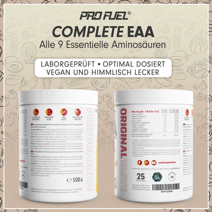 EAA pulveris 500g LEDUS TĒJA PERSIKU - 12 500 mg neaizvietojamo aminoskābju - neticami gardas un atsvaidzinošas - PILNVĒRTĪGAS EAA ar visām 9 EAA, ieskaitot histidīnu - EAA vegānu aminoskābju pulveris - Amino treniņu dzēriens