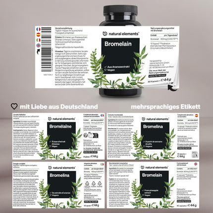 Bromelaīns - 400 mg (2000 FIP) - 90 kuņģa sulu izturīgas kapsulas - dabīgs ananāsu ekstrakts - laboratoriski pārbaudīts, ar augstu devu un ražots Vācijā