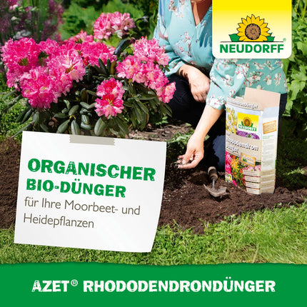 Neudorff Azet rododendru mēslojums – organiskais rododendru mēslojums ar mikorizu nodrošina krāsainus un krāšņus ziedus ar 3 mēnešu ilgtermiņa efektu, 1 kg
