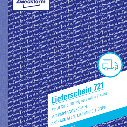 AVERY Zweckform 721 piegādes pavadzīmes (DIN A5, ar 2 zila papīra lapām, ar kvīti, pārbaudītas juridisko ekspertu, piemērotas Vācijai un Austrijai, 3 x 50 lapas) balta, dzeltena, rozā