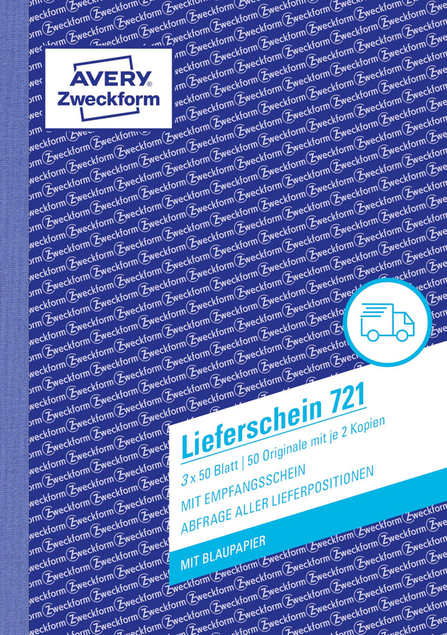 AVERY Zweckform 721 piegādes pavadzīmes (DIN A5, ar 2 zila papīra lapām, ar kvīti, pārbaudītas juridisko ekspertu, piemērotas Vācijai un Austrijai, 3 x 50 lapas) balta, dzeltena, rozā