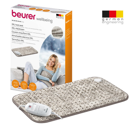 Beurer sildīšanas paliktnis HK 123 XXL Nordic, mīksts sildīšanas paliktnis ar 3 temperatūras iestatījumiem un automātisku izslēgšanos, mazgājams veļas mašīnā, ražots Eiropā, XXL formāts 60 x 30 cm, kažokādas izskats