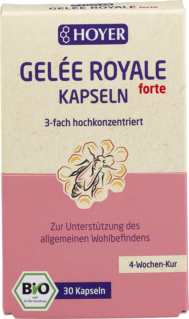 Hoyer Royal Jelly FORTE kapsulas 30 kapsulas, 1 iepakojums (1 x 12,2 g) - bioloģiskas
