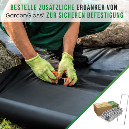 GardenGloss® 50 m² nezāļu apkarošanas audums – ūdenscaurlaidīgs nezāļu apkarošanas audums – plīstošs nezāļu apkarošanas audums 50 g/m² – augsta UV stabilitāte (50 m x 1 m, 1 rullis)
