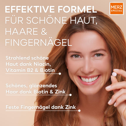 Merz Special Skin Hair Nails apvalkotās tabletes – 1 x 120 apvalkotās tabletes – uztura bagātinātājs ar 13 mikroelementiem starojošai ādai, spīdīgiem matiem un stipriem nagiem