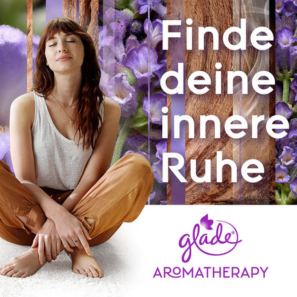 Glade aromterapijas ēterisko eļļu smaržu difuzora uzpilde, dzena mirklis, lavandas un sandalkoka aromātu difuzors, 17,4 ml