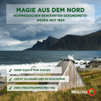 Möller's Omega 3 kapsulas bērniem | Dabīga Omega 3 zivju eļļa ar zemeņu garšu | Ar DHA un EPA | Viegli sakošļājams | Bez glutēna, laktozes un cukura | 36 gabali