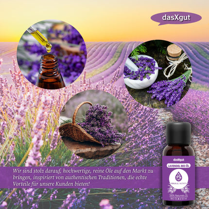 DasXgut – lavandas eļļa 30 ml – [100% tīra] organiska eļļa, sertificēta pārtikas kvalitātes – ēteriskās eļļas – difuzoram – smaržu eļļa – aromterapijai – Lavandula Angustifolia Īstā lavanda E5004111