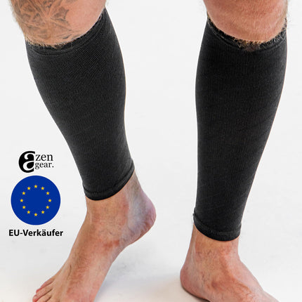 aZengear ikru atbalsts vīriešiem un sievietēm, bezpēdu ikru kompresijas zeķes apakšstilbu sāpēm un krampjiem, sporta (melnas L/XL)