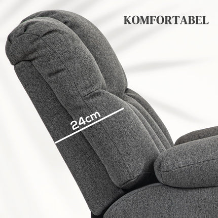 HOMCOM TV krēsls ar stāvēšanas palīglīdzekli, elektriski regulējams, atgāžams krēsls ar atgāšanas funkciju, TV krēsls ar tālvadības pulti, 2 sānu kabatas un kāju balsts, USB ports, tumši pelēks