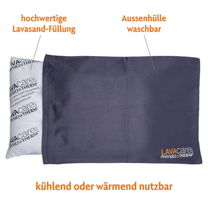 LAVAcare 2-in-1 dzesēšanas un sildīšanas spilvens Classic • Dzesēšanas spilvens ar lavas smiltīm • Saldētavai, mikroviļņu krāsnij un cepeškrāsnij • Lavas spilvens kakla, muguras un vēdera atsvaidzināšanai un relaksācijai