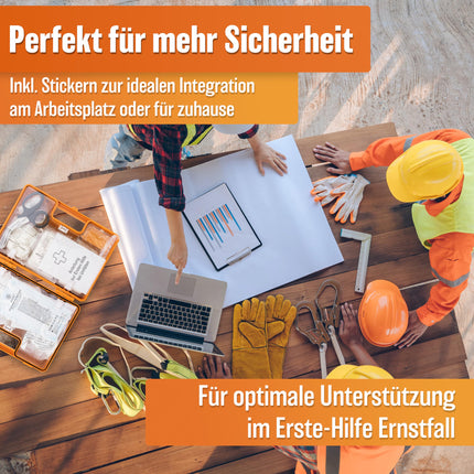 HELDENWERK Erste Hilfe Kasten nach neuer DIN 13157:2021 inkl. Wandhalterung & Aufklebern|Universal Erste Hilfe Koffer für Betrieb, Haushalt oder Gastronomie - Büro Verbandskasten gefüllt, Sanikasten