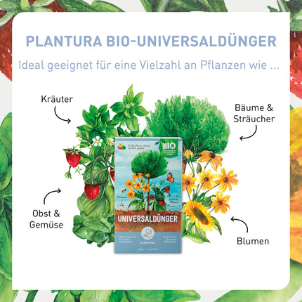 Plantura organiskais universālais mēslojums ar ilgstošu iedarbību, visiem augiem, bez dzīvnieku izcelsmes un bioloģisks, 1,5 kg