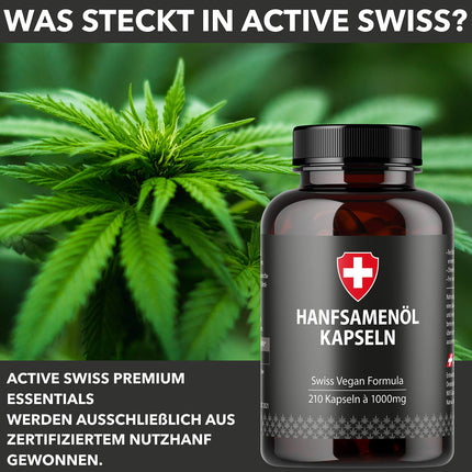 Kaņepju eļļa mīkstās želejas kapsulās | Augsta deva ar 1000 mg vienā kapsulā | Autors: Active Swiss | Aukstā spieduma izturēšanas laiks 210 dienas / 7 mēneši