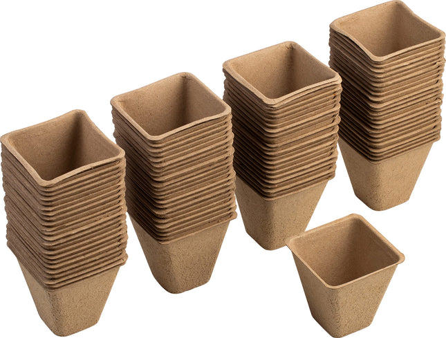 Meister audzēšanas podi 8 x 8 cm - Praktisks 96 gabalu komplekts - Izgatavoti no papīra masas - Bioloģiski noārdāmi / Augu pods / Sēklu pods / Augu audzēšana / WU9968330, Dabīgs
