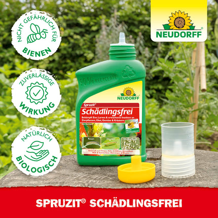 Neudorff Spruzit Pest-Free – koncentrāts apkaro kaitēkļus, piemēram, bukskodes, laputis un tripšus dekoratīvajos augos, dārzeņos un garšaugos, 250 ml