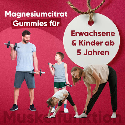 Magnija gumijas konfektes 125 mg - 90 magnija citrāta gumijas konfektes pieaugušajiem un bērniem - noguruma, nervu sistēmas un elektrolītu mazināšanai (EFSA) - vīnogu garša - alternatīva kapsulām un tabletēm - WeightWorld