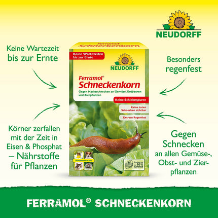 Neudorff Ferramol gliemežu granulas. Uzticama un ātra gliemežu aizsardzība. Kā efektīvs gliemežu atbaidīšanas līdzeklis, piemērots arī bioloģiskajai lauksaimniecībai, 1 x 1 kg, brūns