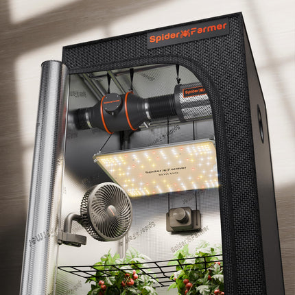 Spider Farmer audzēšanas telts komplekts SF1000 audzēšanas lampa ar regulējamu gaismas spilgtumu, pilna spektra Samsung LM301H EVO diodes, audzēšanas telts komplekts, 70x70x160cm, hidroponikas audzēšanas telts komplekts, ventilācijas sistēma