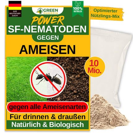 GREEN GUARDIA Super SF Nematodes pret skudrām – 10 miljoni uz 20 m² – Bioloģisks līdzeklis efektīvai skudru apkarošanai – Videi draudzīgs, bez ķimikālijām, viegli lietojams