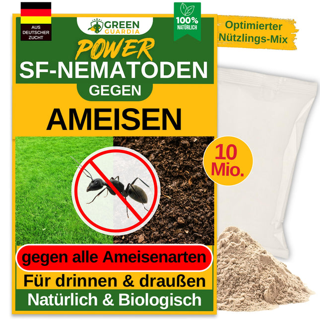 GREEN GUARDIA Super SF Nematodes pret skudrām – 10 miljoni uz 20 m² – Bioloģisks līdzeklis efektīvai skudru apkarošanai – Videi draudzīgs, bez ķimikālijām, viegli lietojams